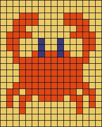 Crab Alpha Pattern, Small Tapestry Crochet Pattern, Animal Crossing Flag Designs Grid, Acnh Clothes Pattern Grid, Small Alpha Patterns, Graph Drawings, Crab Animal, Bead Curtains, Pixel Grid