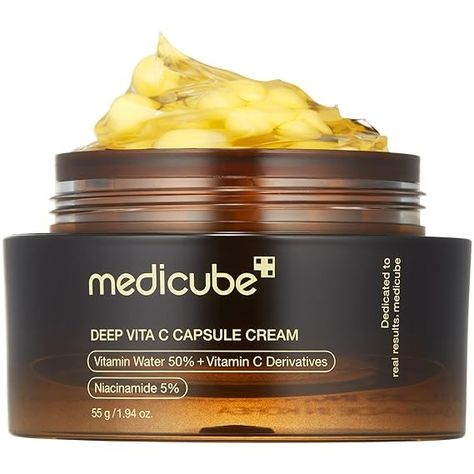 Amazon.com: Medicube Deep Vitamin C Golden Capsule Face Moisturizer - Liposome Capsules For Wrinkles, Skin Radiance - Transparent Gel for Glow Hydration - Korean Skin Care 1.94 oz : Beauty & Personal Care Korean Skin Care, Luminous Skin, Skin Glowing, Korean Skin, Skincare Product, Skin Radiance, Youthful Skin, Uneven Skin, Face Moisturizer