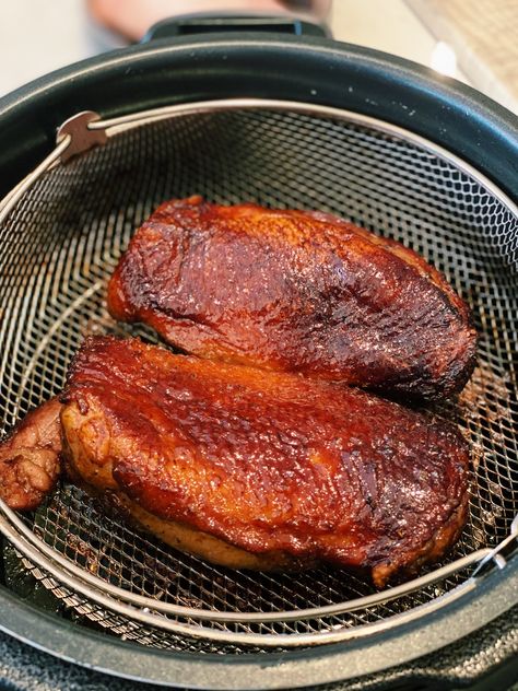 Air Fryer Chinese Style Duck Breast with Crispy Skin - Tiffy Cooks Crispy Duck Breast Recipes, Air Fryer Duck Recipes, Air Fryer Duck Breast, Duck Recipes Breast, Chinese Duck Recipe, Air Fryer Duck, Air Fryer Chinese, Crispy Duck Recipes, Chinese Roast Duck