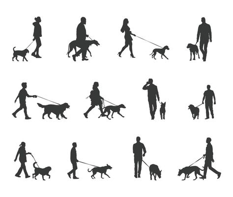 Walk with dog silhouettes, People walking with dog silhouettes Walking With Dog, Walking Silhouette, Dog Silhouettes, Silhouette People, Dog Poses, People Walking, Dog Silhouette, The Walk, Dog Walking