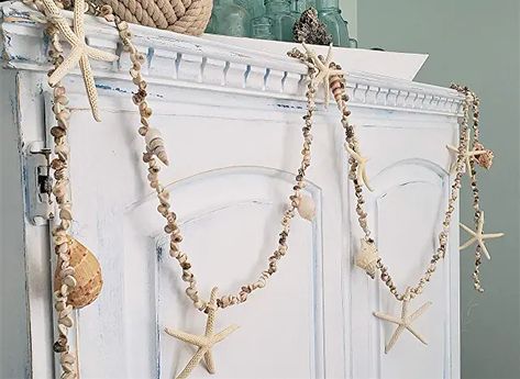 Amazon.com : beach garland Hanging Shells, Seashell Garland, Coastal Wedding Decor, Shell Garland, Seashell Wedding, Cottage Coastal, Coastal Room, Nautical Christmas, Plans Architecture