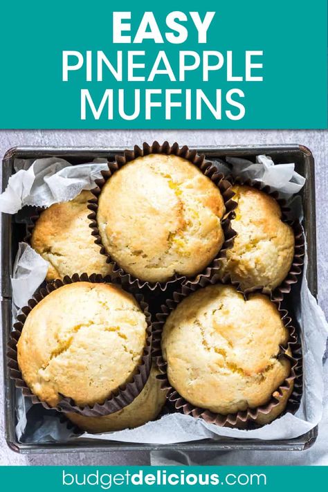 Pineapple Coconut Muffins, Pineapple Breakfast, Pineapple Muffins, Cake Mix Muffins, School Lunch Boxes, Coconut Muffins, Pineapple Recipes, Delicious Appetizer Recipes, Homemade Muffins