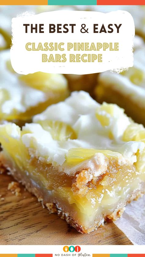 Classic Pineapple Bars Recipe Pineapple Coconut Cherry Dream Bars, Crushed Pineapple Recipes Gluten Free, Pineapple Bliss Bars, Pineapple Squares Recipe, Recipes Using Crushed Pineapple, Pineapple Desserts Easy, Pineapple Dessert Easy, Pineapple Bars, Pineapple Squares