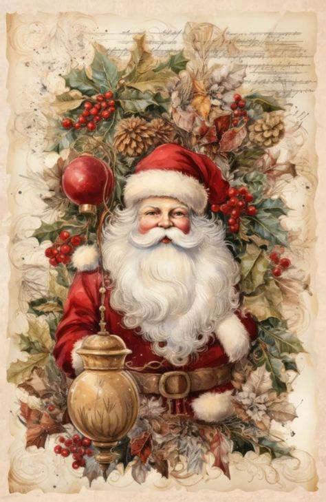 Free Christmas Printables Vintage, Free Junk Journal Printables, Free Junk Journal, Junk Journal Printables, Santa Claus Pictures, Vintage Paper Printable, Christmas Junk Journal, Vintage Christmas Images, Vintage Junk