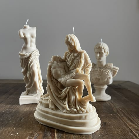 Random Room Decor, Candle Making Aesthetic, Decorating With Candles, Classical Sculptures, Make Wish, Famous Sculpture, Candle Unique, Candle Sculpture, Sculpture Candle