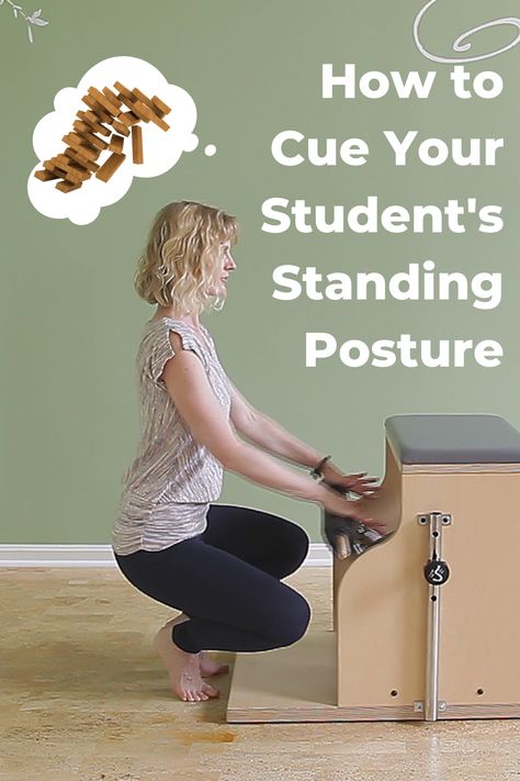 There’s a better way to describe alignment for standing exercises. Let’s take Piano Lesson Facing In on the Chair (otherwise known as Plie Front) as an example. This is a challenging full-body exercise so it’s easy to lose alignment in this one. Try these cues to help with standing alignment. #pilates #pilateschairexercises #pilatesexercises #pilatestutorials #pilatesteachertraining #pilatesinstructortraining Pilates Cues, Pilates Instructor Training, Standing Pilates, Home Pilates Studio, Weight Training Schedule, Standing Exercises, Pilates Teacher Training, Pilates Chair, Mat Pilates Workout