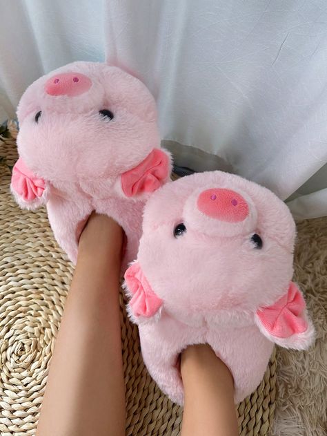 Pink  Collar     Embellished   Women Shoes Pig Slippers, Summer Graduation Dress, Fur Sliders, Cute Piggies, Home Slippers, Rose Bonbon, Summer Black Dress, Warm Shoes, Occasion Shoes