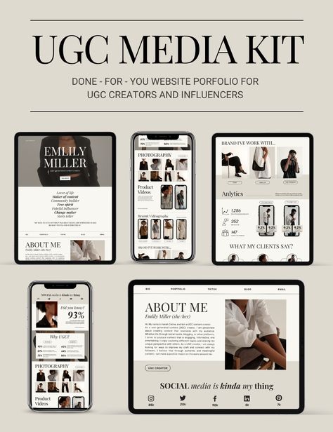 #Ugc_Website #Social_Media_Portfolio #Ugc_Portfolio_Template #Brand_Yourself Ugc Templates, Ugc Website, Social Media Portfolio, Ugc Portfolio Template, Brand Yourself, Social Media Kit, Portfolio Examples, Instagram Grid, Social Media Poster