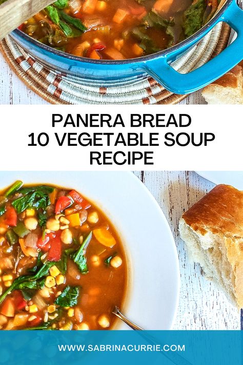 Brimming with fresh vegetables, wholesome grains, and deliciousness, this copycat Panera Bread 10 Vegetable Soup recipe is the best copycat version ever! Panera 10 Vegetable Soup Recipe, 10 Vegetable Soup, West Coast Kitchen, Copycat Panera Bread, Panera Recipes, Organic Soup, Recipe Copycat, Coast Kitchen, Copycat Panera