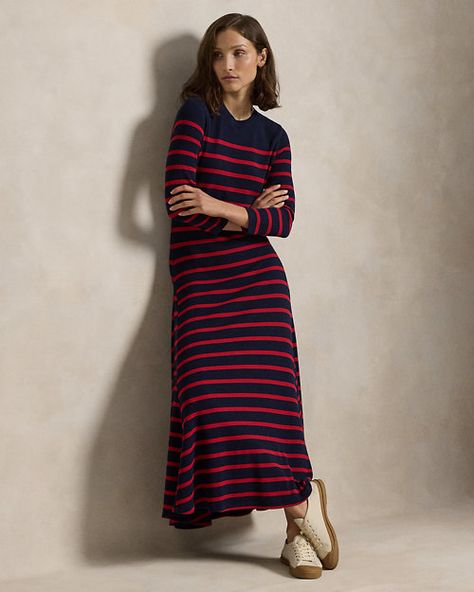 Striped Waffle-Knit Dress Maxi Sweater Dress, Longline Sweater, Maxi Sweater, Sweater Maxi Dress, Waffle Stitch, Knit Texture, Polo Sport, Ralph Lauren Dress, Nordstrom Dresses