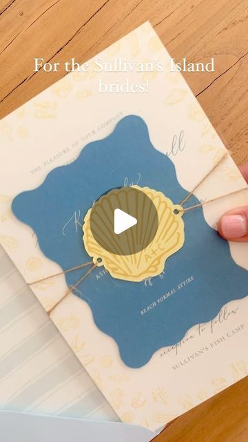 Studio R on Instagram: "🐚 Needless to say, we sell seashells by the seashore! 🐚  . How fun is this invitation!? We sketched beach icons around the main invite, used a wavy shape for the details card, and @janewayprice really made the shell tag come to life! All for her best friends wedding at Gold Bug and @sullivansfishcamp ☀️🦪🦀" Coastal Invitation, Shell Wedding Invitations, Beach Formal Attire, Wedding Bahamas, Twenty Fine, Best Friends Wedding, Shell Wedding, Sea Nymph, Beach Formal