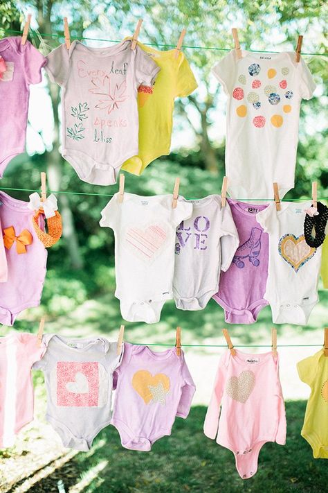 Onesie Decorating Activity Onesie Decorating, Fiesta Shower, Baby Shower Boho, Storybook Baby Shower, Bohemian Baby Shower, Outdoor Baby Shower, Baby Shower Crafts, Bohemian Baby, Baby Shower Inspiration