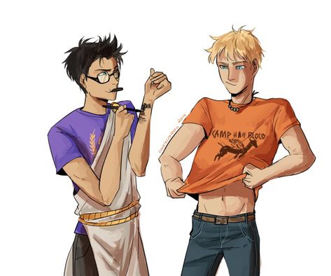 Percy and Jason Percy And Jason, Jason And Percy, Clothes Swap, Zio Rick, Jason Grace, Percy Jackson Fan Art, Percy Jackson Memes, Leo Valdez, Magnus Chase