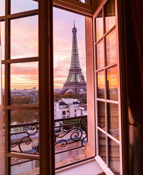 The views from Paris never get old. What's your favorite thing to do in Paris? ( Image Credit: @Rudylopez34_ ). . . . #paris #eiffeltower #monument #loveparis #france #window #distantview #background #europe #sunset #dusk #french #travel #travelblog #dusk #seetheworld #room #frommyroom Paris Aesthetic Night, Prancis Paris, Best Paris Hotels, Torre Eiffel Paris, An Open Window, Paris Wallpaper, Fotografi Kota, Paris Jackson, Paris Aesthetic