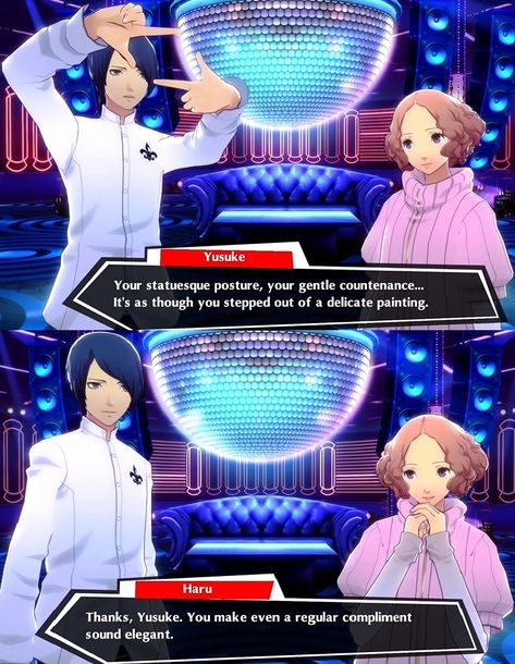 Yusuke and Haru. Dance in Starlight. Haru Okumura Fanart, Yusuke X Akira, Yusuke Kitagawa, Boy Sleepover, Haru Okumura, Persona 5 Memes, Persona Five, Velvet Room, Sing For You