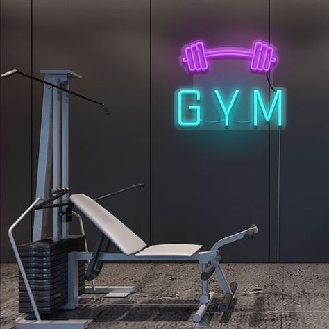 Gym Signage, Lash Room Decor Ideas, Neon Symbol, Gym Center, Lash Room Decor, Neon Led Sign, Workout Space, Personalized Neon Signs, Gym Decor