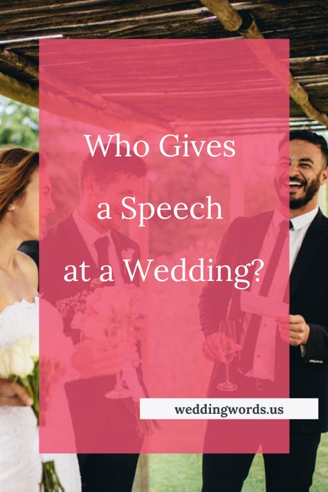 Traditionally, the maid of honor and best man give a toast at the reception, just before dinner is served. It’s also common for at least one parent to give a speech. Read the etiquette of who should give the speech and how long. #weddingtoast #weddingspeech #speech #proposeatoast Welcome Groom To The Family Speech, Who Gives Speeches At Wedding, Welcome Speech For Wedding Reception, Wedding Speeches From Parents, Reception Speeches, Wedding Speech Order, Rehearsal Dinner Speech, Mother Of Groom Speech, Wedding Toast Speech