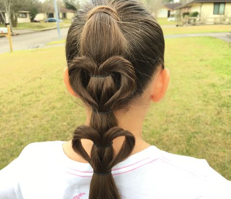 Heart Ponytail Valentines Ponytail, Ponytail Bubble, Heart Ponytail, Braid Half Up Half Down, Bubble Braid, Heart Bubbles, Ponytail Hairstyle, About Heart, Braided Half Up