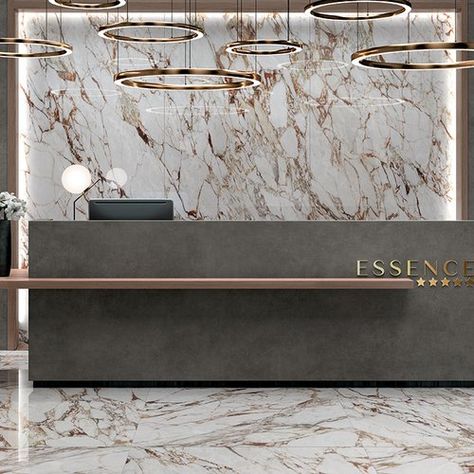 Office Reception Ideas, Lobby Entrance Design, Marble Reception Desk, Office Lobby, Reception Counter, Lobby Design, Entrance Design, Reception Area, Marble Wall