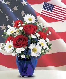 vased fresh flowers Marines Corps, Patriotic Wedding, Patriotic Flowers, Cobalt Blue Vase, Flower Words, Red And White Flowers, Roses White, Blue Bouquet, Blue Vase