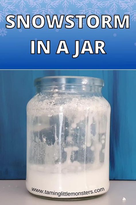 Snow Homeschool Activities, Snow Experiments Kindergarten, Snow In A Jar Experiment, Snowstorm In A Jar Experiment, Science Ideas For Preschoolers, Preschool Math And Science Activities, Montessori Science Activities Preschool, Seasons Unit Preschool, Weather Experiments Kindergarten