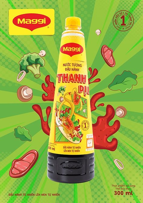 Label Design | Maggi soy sauce :: Behance Graphics Tutorial, Poster Food, Motion Graphics Tutorial, Dip Sauce, Dope Cartoon Art, Promotional Design, Favorite Food, Food Items, Dipping Sauce