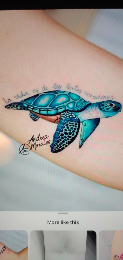 Colored Sea Turtle Tattoo, Buttocks Tattoo Men, Realistic Turtle Tattoo, Green Sea Turtle Tattoo, Turtle Watercolor Tattoo, Tattoo Beach, Bracelet Tattoos, Daisy Tattoo Designs, Couple Tattoos Love