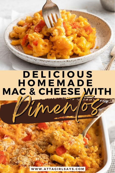 This creamy side dish combines two southern classics – pimento cheese and macaroni and cheese. This homemade Pimento Mac and Cheese recipe contains two types of cheese, roasted red peppers and a crunchy bread crumb topping. The ultimate comfort food Pimento Mac And Cheese, Bread Crumb Topping, Roasted Jalapeno, Baked Macaroni, Mac And Cheese Recipe, Pimento Cheese, Types Of Cheese, Mac N Cheese Recipe, Crumb Topping