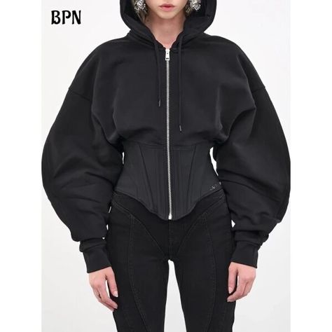 Just found this amazing item on AliExpress. Check it out! $36.23 51％ Off | BPN Casual Hit Color Jackets For Women Hooded Long Sleeve Spliced Zipper Tunic Streetwear Coats Female Fashion Autumn Clothing Functional Long-sleeve Outerwear With Detachable Hood, Long Sleeve Biker Jacket With Double-lined Hood For Streetwear, Techwear Half-zip Outerwear With Drawstring Hood, Black Hooded Top With Zipper Closure, Techwear Long-sleeved Hooded Jacket With Detachable Hood, Autumn Clothing, Color Block Design, Fashion Autumn, Street Wear Urban