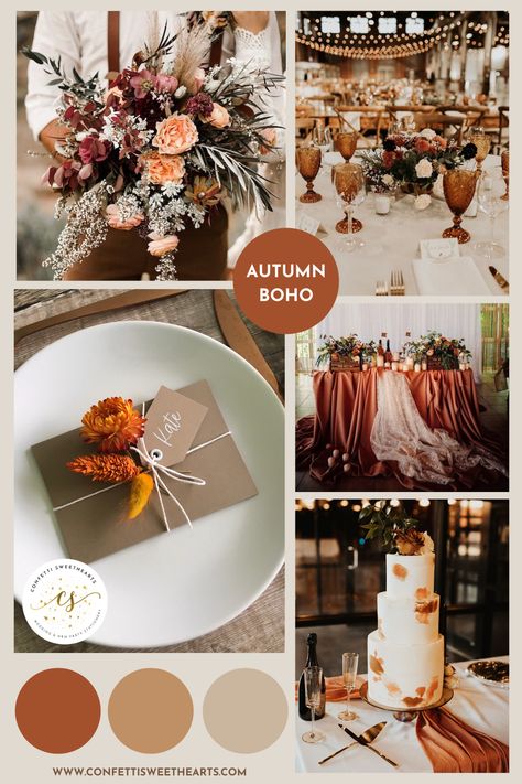 Autumn Boho Wedding Inspiration – Confetti Sweethearts | Foil Wedding & Hen Party Stationery | Decorations | Wedding Styling Boho Wedding Confetti, Autumn Wedding Styling, Wedding Theme Autumn, Wedding Decoration Autumn, Autumn Hen Party, Autumn Wedding Stationery, Wedding Decorations Autumn, Autumn Theme Party, Autumn Party Decorations