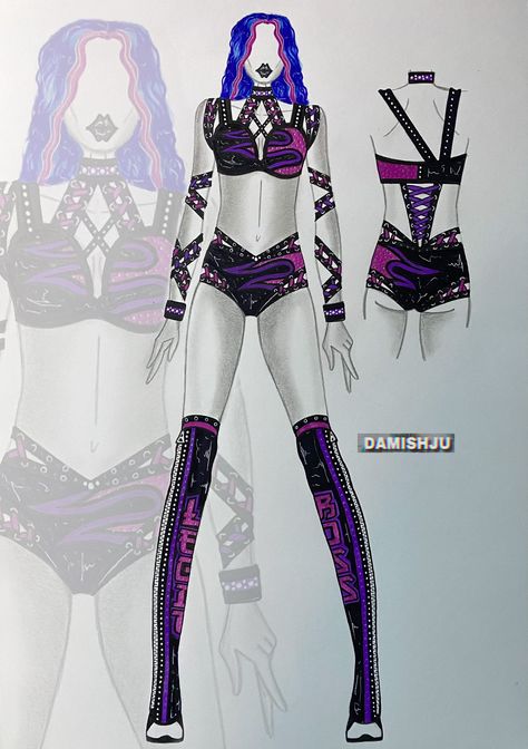 Wrestling Outfits, Wwe Outfits, Wrestling Gear, Eddie Guerrero, Combat Gear, Preformance Outfits, Wwe Girls, Clothing Design Sketches, Sasha Bank