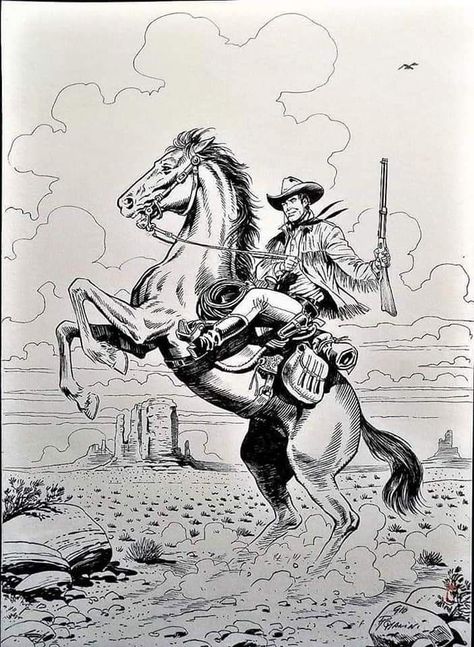 Rodeo Illustration Vintage, Warren Zeiders Wallpaper, Cowboy And Horse Drawing, Cowboy Horse Drawing, Cowboy Line Drawing, Cowboy On Horse Illustration, Cowboy Riding Horse Drawing, Cowboy Horse Tattoo, Cowboy On Horse Drawing