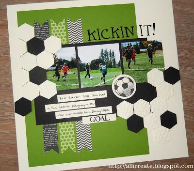 love the pop of green and the banners with hex Friendship Scrapbook, Scrapbooking Sports, Memories Scrapbook, School Scrapbook Layouts, Boy Scrapbook Layouts, Pages Ideas, Scrapbook Boys, Picture Layouts, Box Photo