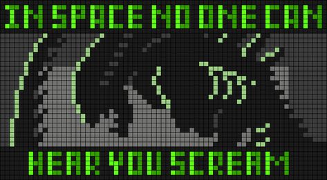 Alien Friendship Bracelet Pattern, Xenomorph Cross Stitch, Horror Tapestry Crochet, Alpha Patterns Quotes, Alien Alpha Pattern, Alien Cross Stitch, Alien Perler Beads, Retro Games Pixel, Celtic Knot Tattoo