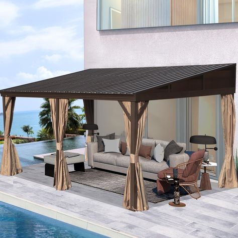 PRICES MAY VARY. Ample Leisurely Space- With dimensions of 191.30"(L) x 143.70"(W) x 98.82"(H), Domi lean-to gazebo offers a luxurious 192 square feet of room to unwind and enjoy the outdoors. From hosting a barbecue with friends and family to reading your favorite book in a sun-drenched afternoon, you can get endless creativity and happiness. Built for All-Weather Durability- Equipped with a robust galvanized sloped roof, domi 12’x16’ wall-mounted gazebo offers exceptional weight-bearing capaci