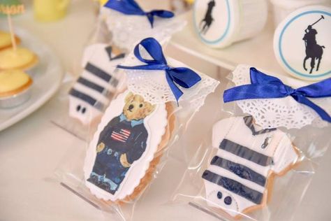 Polo Themed Birthday - Birthday Party Ideas & Themes Polo Themed Baby Shower, Polo Shirt Cake, Ralph Lauren Party, Polo Baby Shower, Baby 2024, Themed Cookies, Baby Shower Gift Basket, Bridal Shower Cakes, Boy Baby Shower Themes