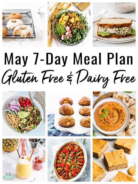 Loved our last allergy friendly meal plan? Loved our last allergy friendly meal plan? We created our second meal plan! Our 7-day gluten free dairy free meal plan is mostly soy free and many of the recipes are nut free as well! | thefitcookie.com #mealplan #menuplanning #glutenfree #dairyfree Dairy Free Meal Plan, Dairy Free Meal, Gluten Free Apple Muffins, Cilantro Crema, Gluten Free Pasta Salad, Dairy Free Recipes Dinner, Fruit Lunch, Dairy Free Dinner, Dairy Free Diet