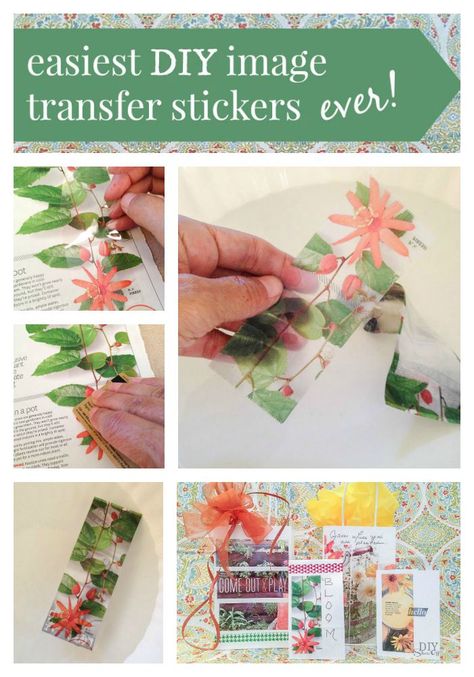 how to make DIY image transfer stickers @diyshowoff #MadeWithMichaels Packing Tape Crafts, Tape Transfer Diy, Party Time Images, Sticker Paper Ideas, Decoupage Stickers, Diy Image Transfer, Stickers For Decoration, Transfer Techniques, Diy Stationary