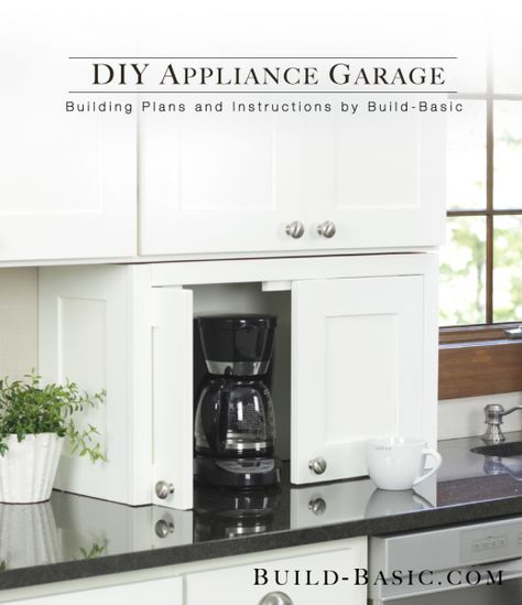 Build a DIY Appliance Garage ‹ Build Basic Diy Appliance Garage, Kitchen Countertop Organization Ideas, Kitchen Countertop Organization, Cheap Kitchen Cabinets, Appliance Garage, Outdoor Kitchen Appliances, Countertop Organization, Cheap Kitchen, Organization Diy