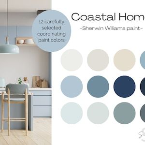 Coastal Paint Palette Sherwin Williams Naval Blue Coastal Interior Home Decor Interior Paint Palette Whole House Color Palette - Etsy Canada Coastal Paint Palette, Whole House Paint Palette, Beach House Color Palette, House Paint Palette, House Color Schemes Interior, Color Palette Sherwin Williams, House Color Palette, Coordinating Paint Colors, Interior Paint Palettes