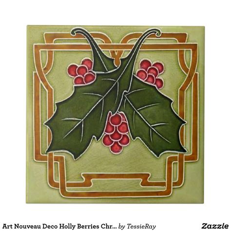 Art Nouveau Christmas Illustrations, Christmas Art Nouveau, Art Nouveau Christmas, Art Neuvo, Relief Tile, Art Deco Motif, Coaster Ideas, Ceramic Tile Art, Decorative Wall Tiles