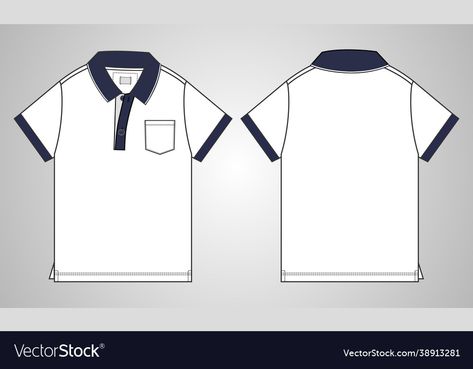 Polo Drawing, Shirt Technical Drawing, Polo Shirt Template, Technical Fashion Drawing, Polo Tshirt Men, Flat Sketch Template, Technical Sketch, Sketch Template, College Shirt