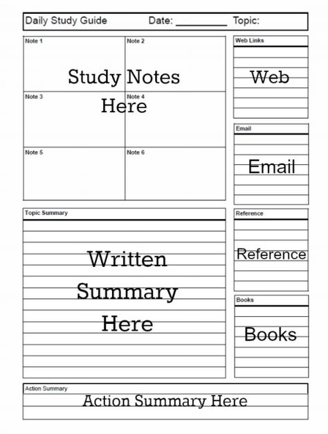 daily-study-guide Study Guide Template, Study Effectively, Better Grades, Summary Writing, How To Study, Guide Template, Study Techniques, Homeschool High School, Bible Study Notes