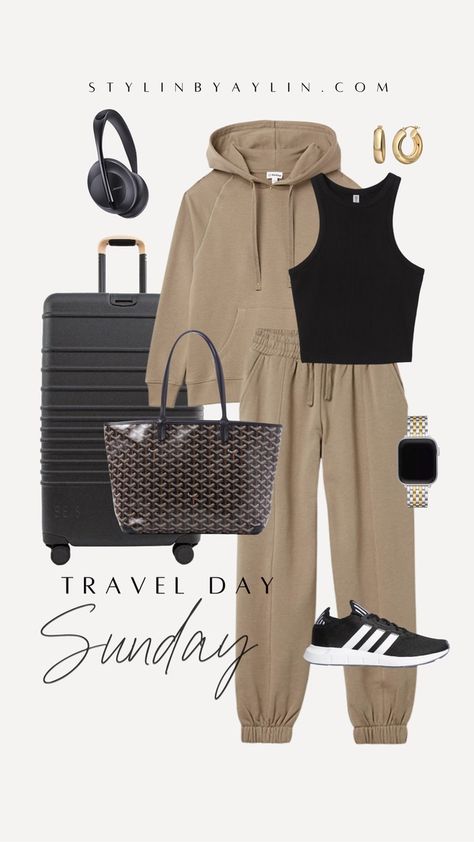 Airport Travel Outfits, Flight Outfit, Cute Travel Outfits, Outfits Of The Week, Comfy Travel Outfit, Airplane Outfits, Comfy Travel, Essentials List, Long Flights