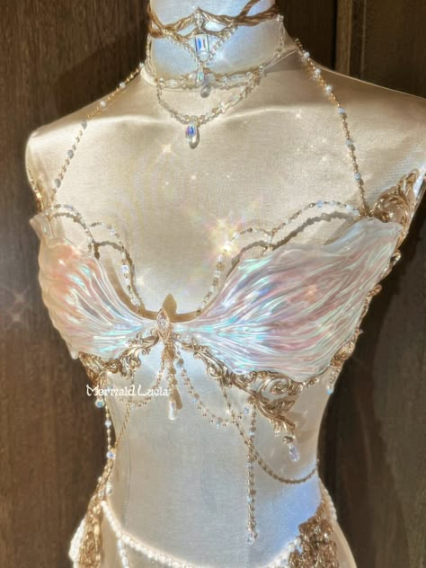 Porcelain Corset, Corset Bra Top, Siren Costume, Mermaid Corset, Top Cosplay, Mermaid Bra, Mermaid Halloween, Mermaid Outfit, Mermaid Aesthetic