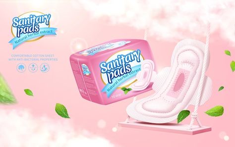 Poster Ads, Sanitary Pads, Herbal Extracts, Cotton Sheets, Ad Design, Banner Design, Premium Vector, Design Inspiration, Design