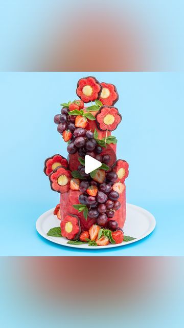 Watermelon Snack, Fruit Tower, Fruit Watermelon, Dessert Fruit, Catering Ideas, Tiki Party, Colorful Fruit, July 11, Summer Fun