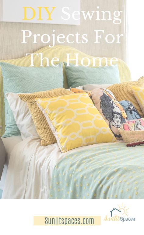 Sewing doesn't have to be complicated In fact, these sewing projects for the home are proof that simple things can make a big difference. Keep reading for more ideas. We'd love to see a pic of your final product! #sunlitspaces #sewingprojects #easysewingprojects #DIYhomedecor Farmhouse Sewing Projects, Sewing Home Decor, Sew Quilt, Cute Sewing Projects, Diy Bed Frame, Needle Crafts, Diy Outdoor Decor, Baby Sewing Projects, Diy Spring