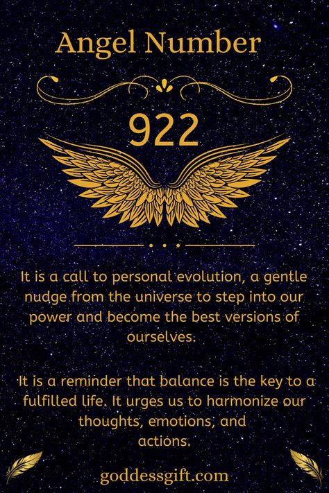 Delving into the essence of Angel Number 922, we find a rich tapestry of meanings, each thread woven with purpose and intent. Learn more - https://goddessgift.com/angels/922/ . #AngelNumber922 #DivineGuidance #Numerology #SpiritualAwakening #Manifestation #ChangeIsGood #GrowthMindset #SpiritualJourney #NumerologyMeaning #AngelMessages #GoddessGift #ManifestYourDreams 922 Angel Number, 922 Angel Number Meaning, Life Path 9, Reality Creation, My Inner Demons, Celestial Beings, Angel Number Meaning, Twin Flame Relationship, Angel Number Meanings