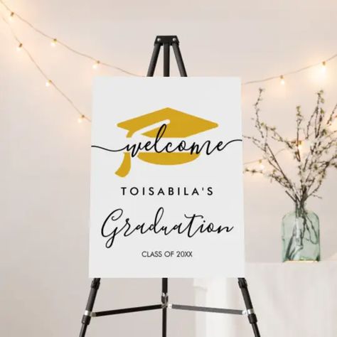 Elegant vintage graduation party welcome sign | Zazzle.com Vintage Graduation Party, Graduation Party Welcome Sign, Vintage Graduation, Party Welcome Sign, Graduation Signs, Grade 8, Create Sign, Mothers Day Cards, Graduation Party